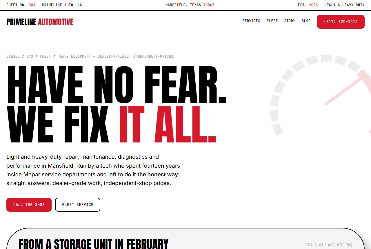 Primeline Automotive website
