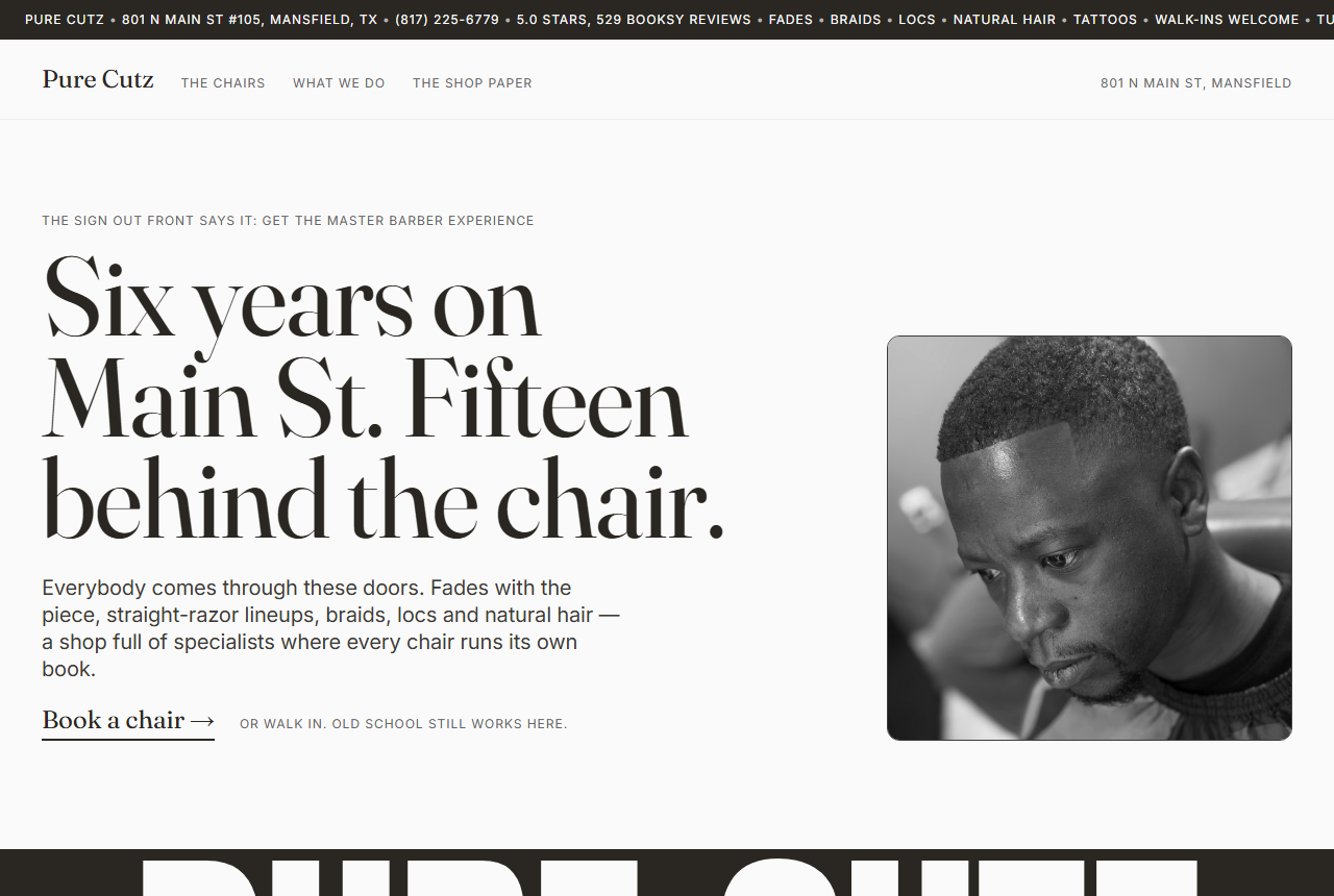 Pure Cutz barbershop website